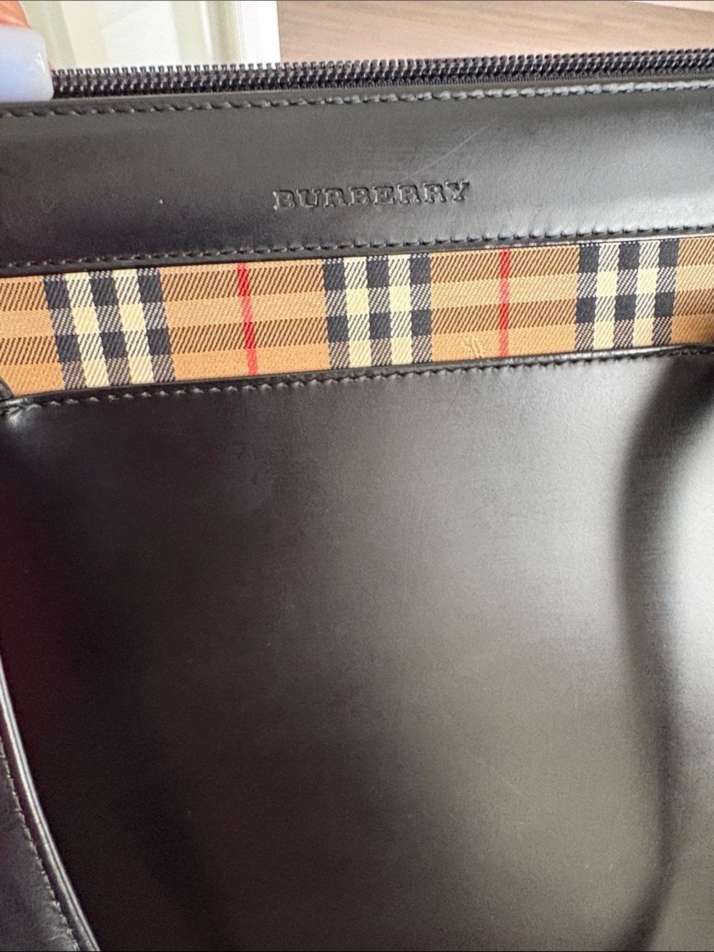 Burberry Nova Check Vintage Leather Tote Bag Black EUC - Picture 13 of 13